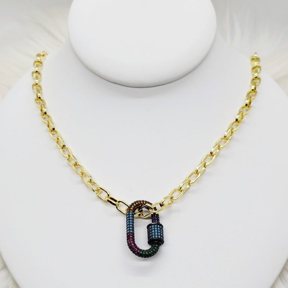 Dije con Cadena Gancho-Clip de Colores