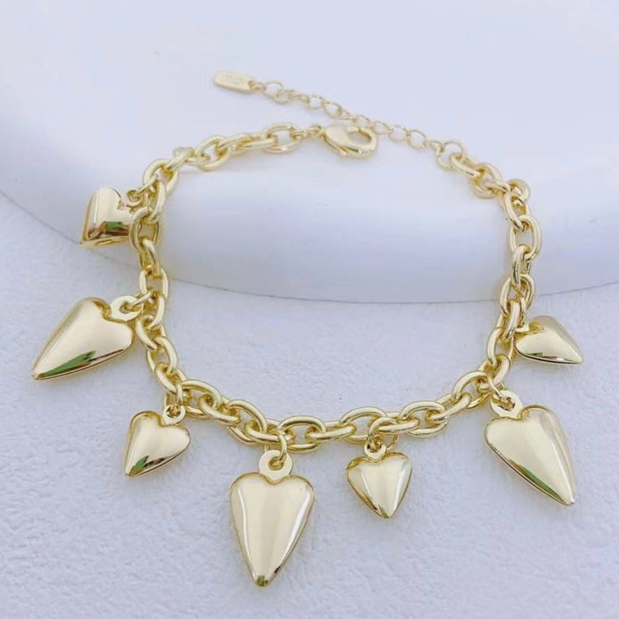 Pulsera Corazones Dorados