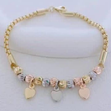 Pulsera Corazones 3 Oros
