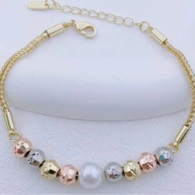 Pulsera 3 Oros con Perla