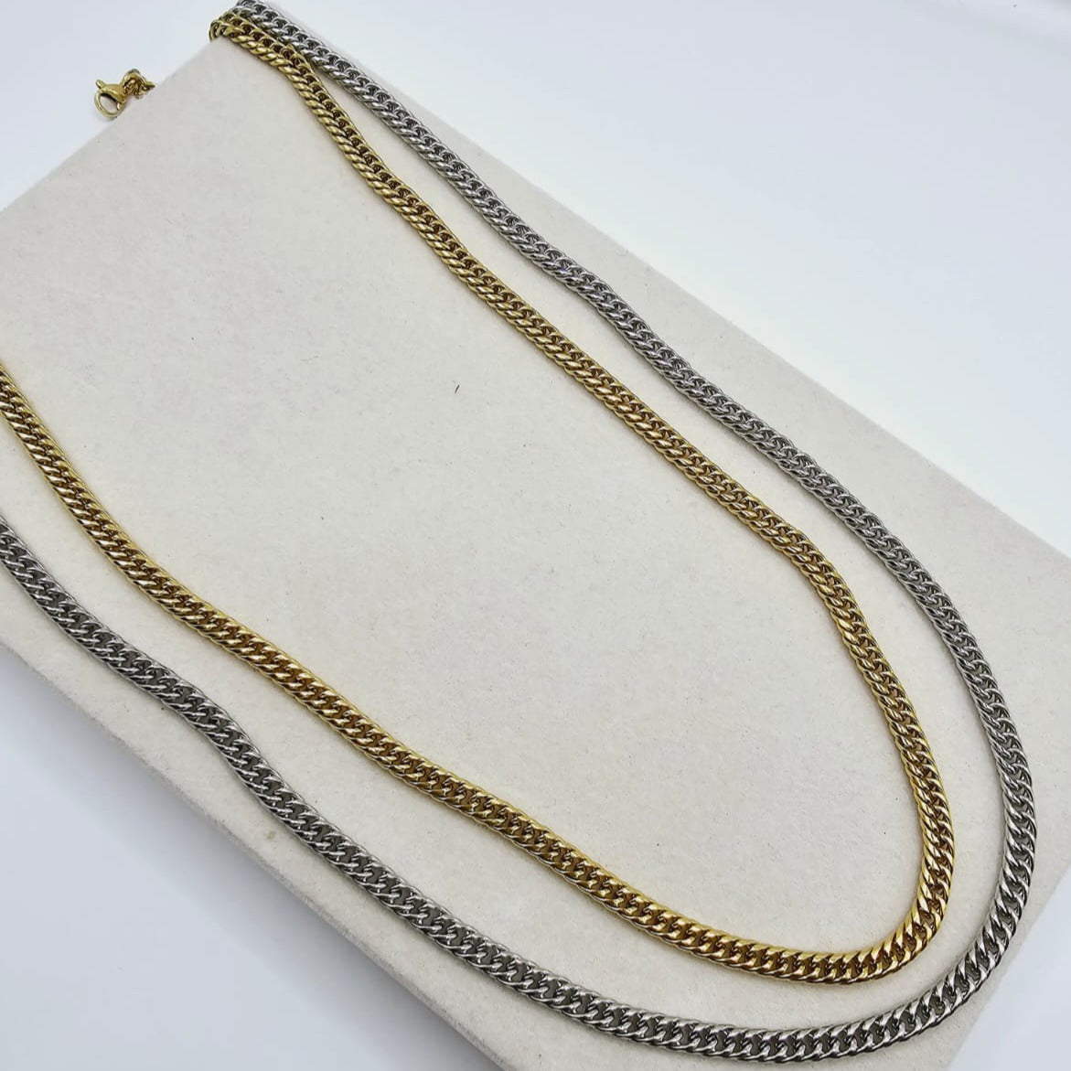 Cadena Cubana Dorada o Plateada 24"