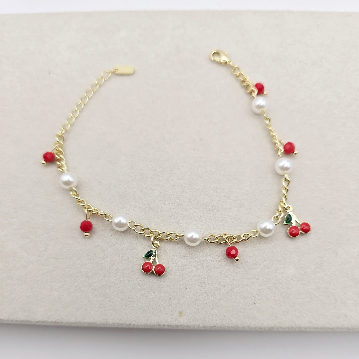 Pulsera Perla y Cherry