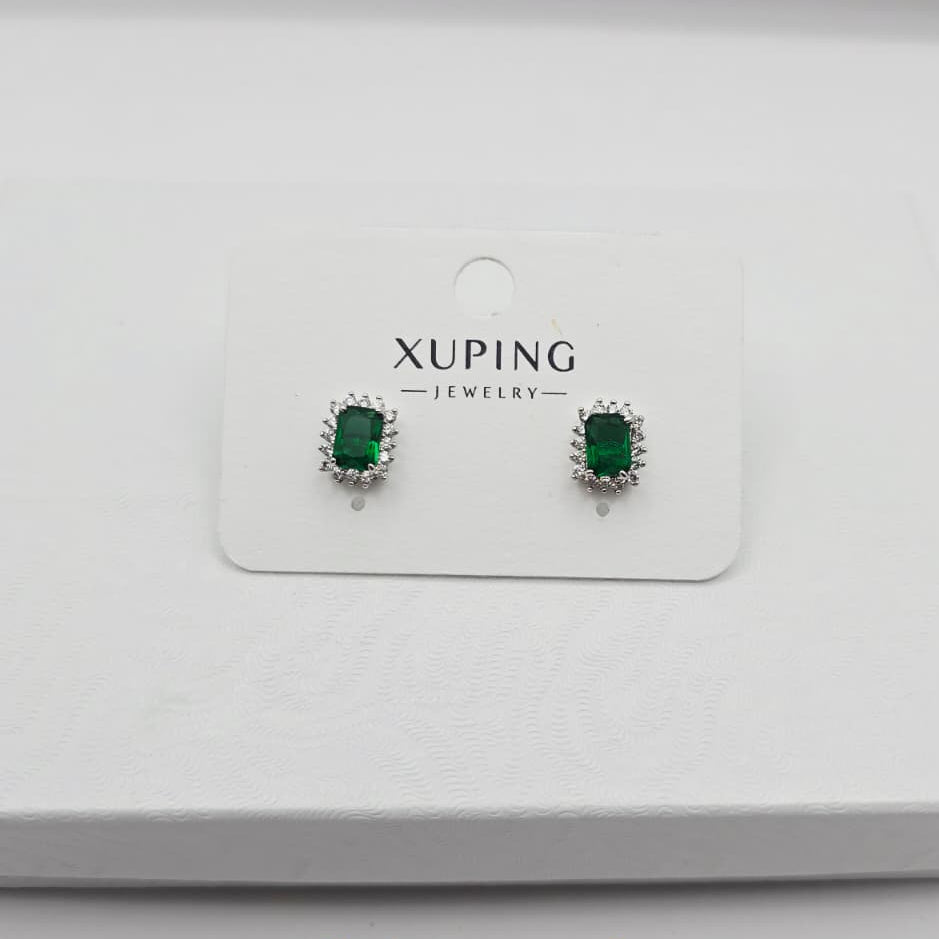 Aretes Plateados y Verdes xp