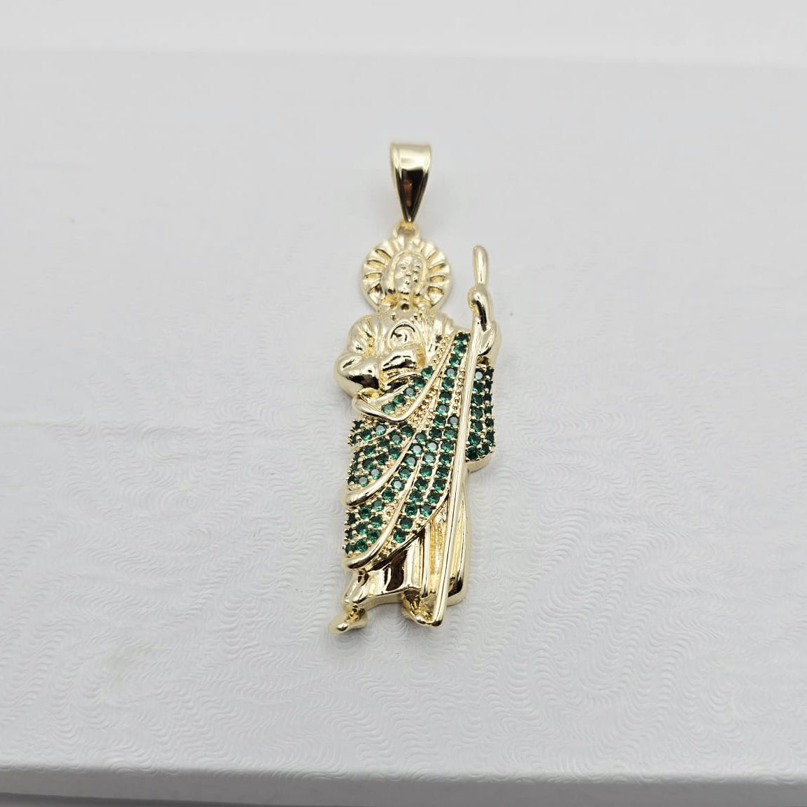 Dije San Judas Verde Grande, 14k