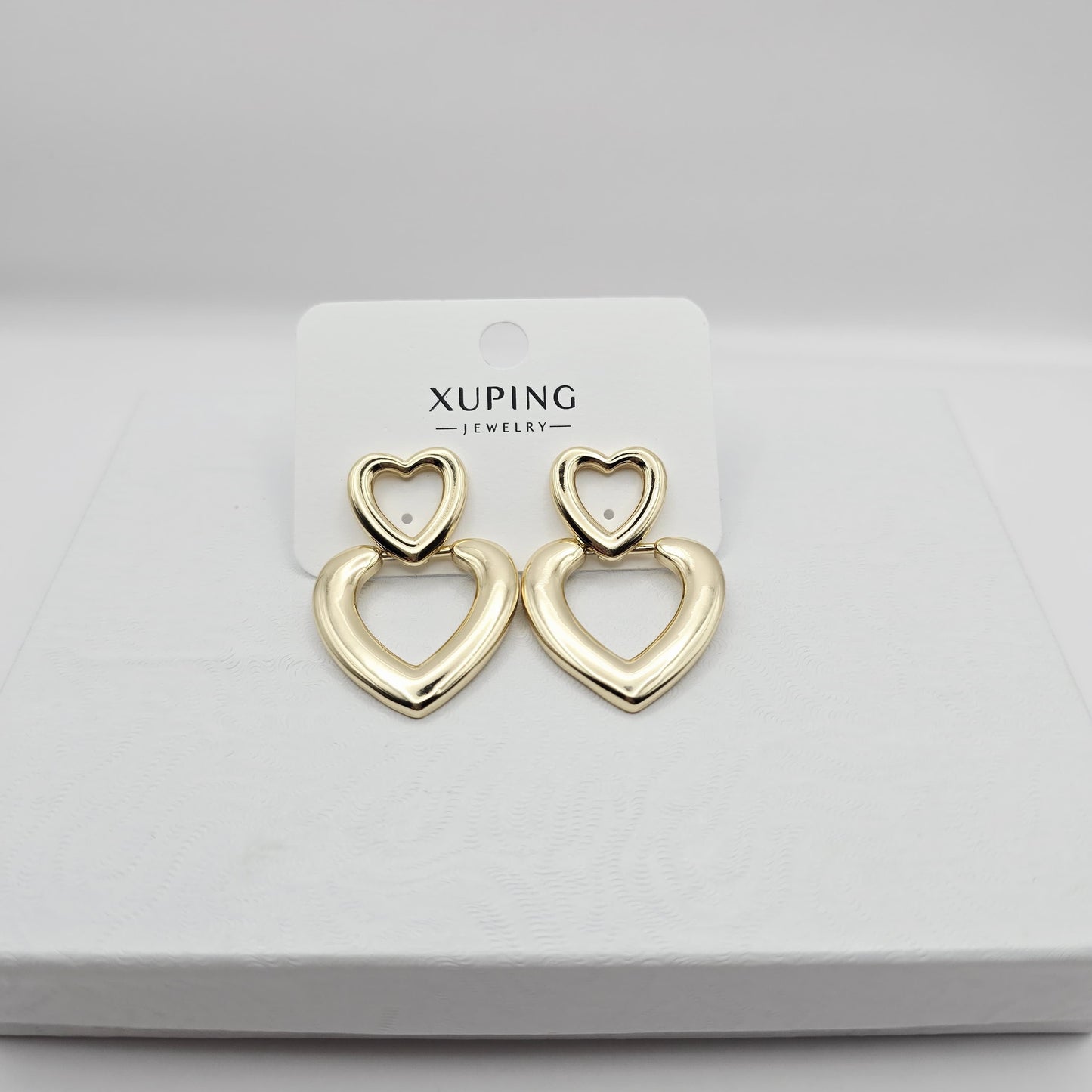 Aretes Corazones Dorados xp, 14k