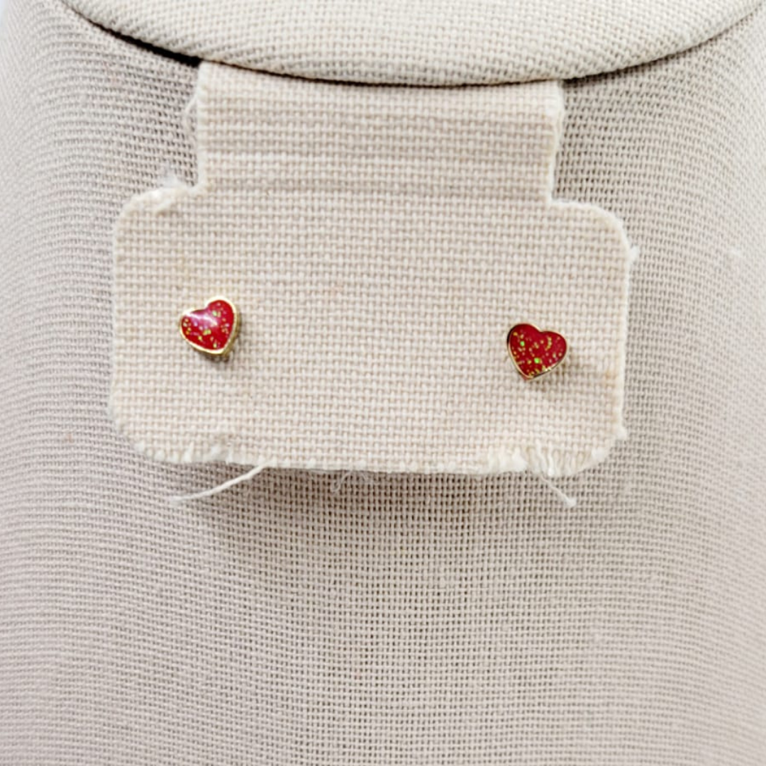 Aretes Corazoncitos Rojos