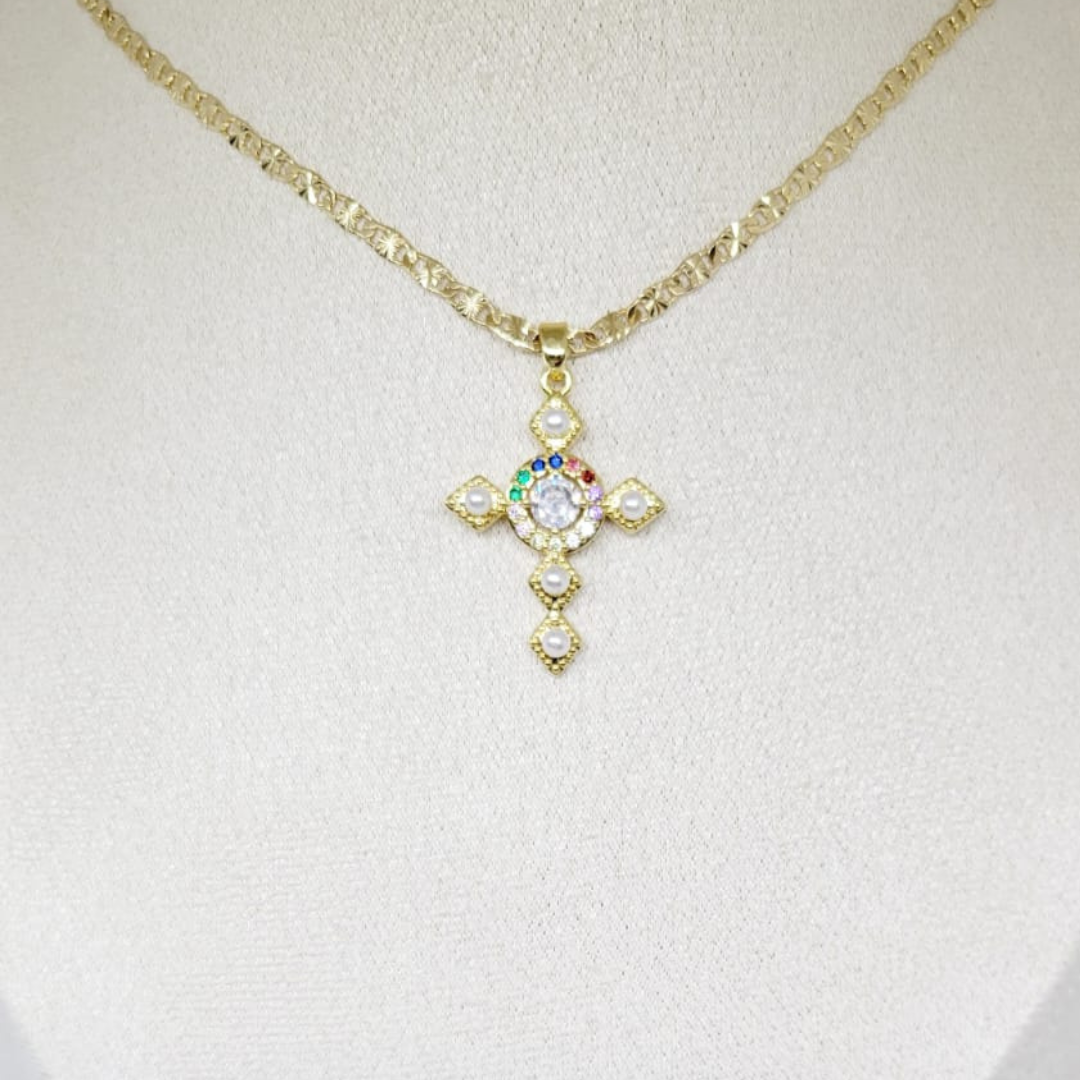 Dije Cruz Perlas Colores