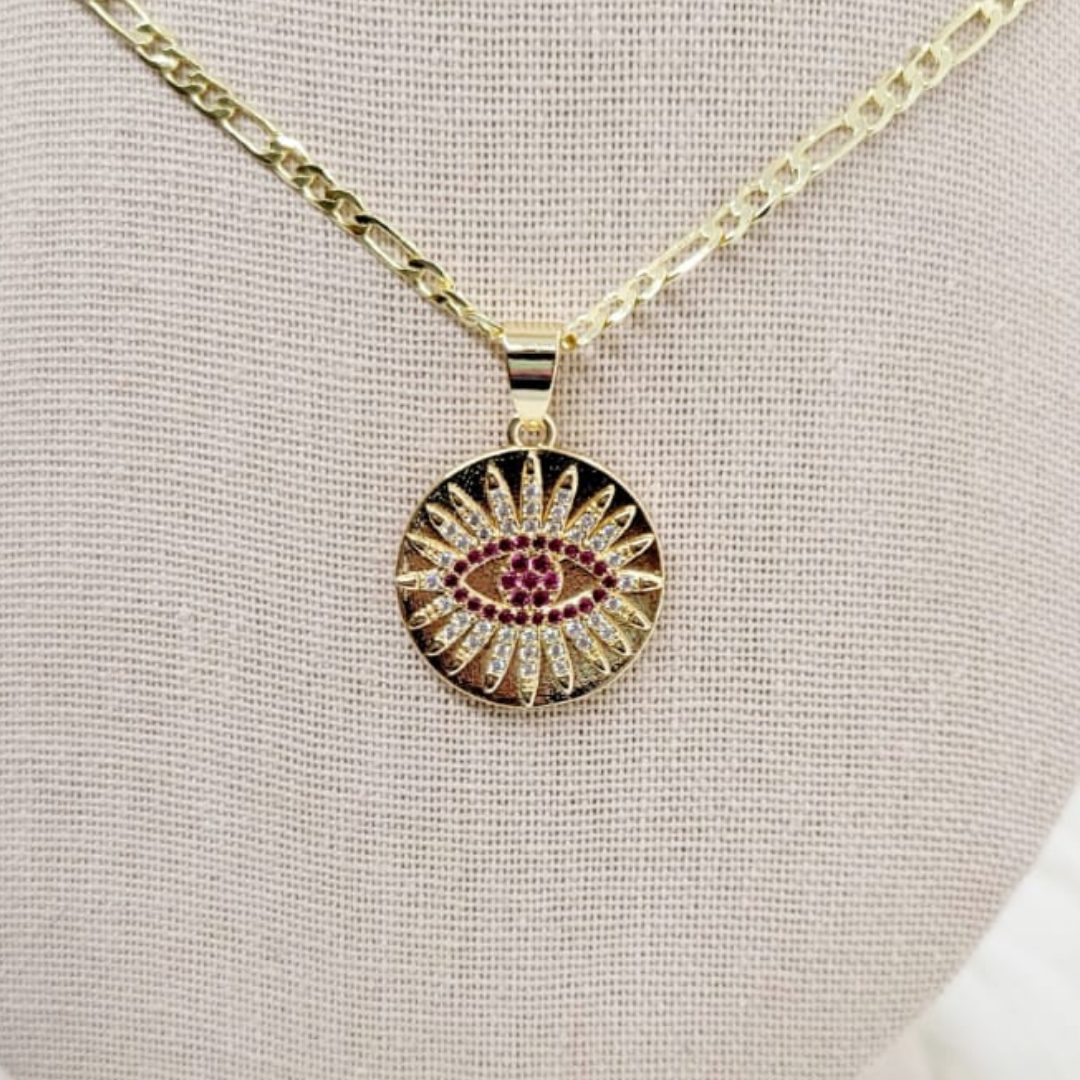 Dije con Cadena Ojo con Incrustaciones