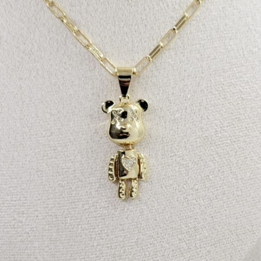 Dije Oso Corazón Dorado Movible