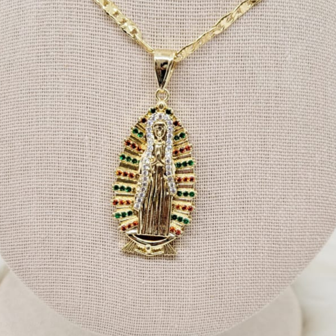 Dije Virgen con Destellos de Incrustaciones 1