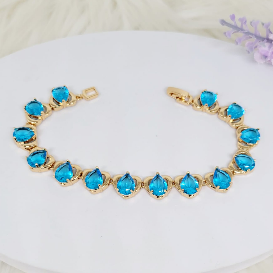 Pulsera Corazones Gema Azul