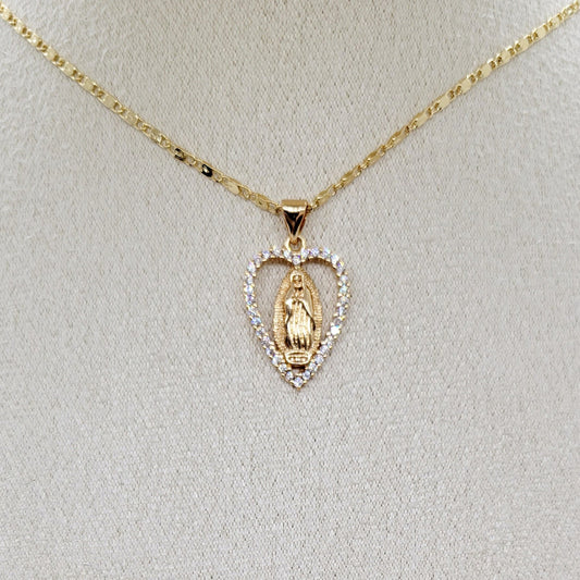 Dije Virgen Corazón Zirconia