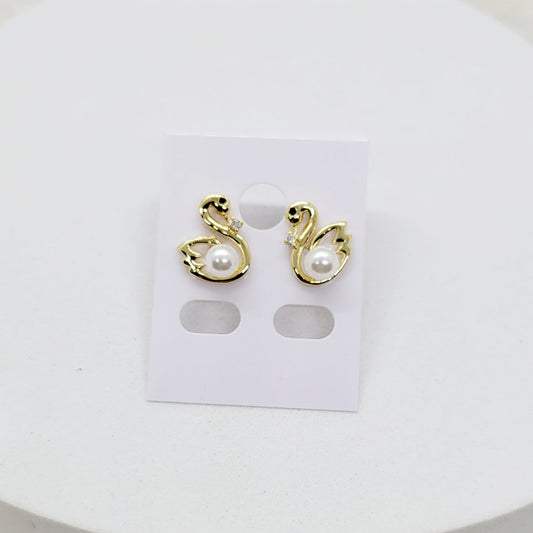 Aretes Cisne con Perlas