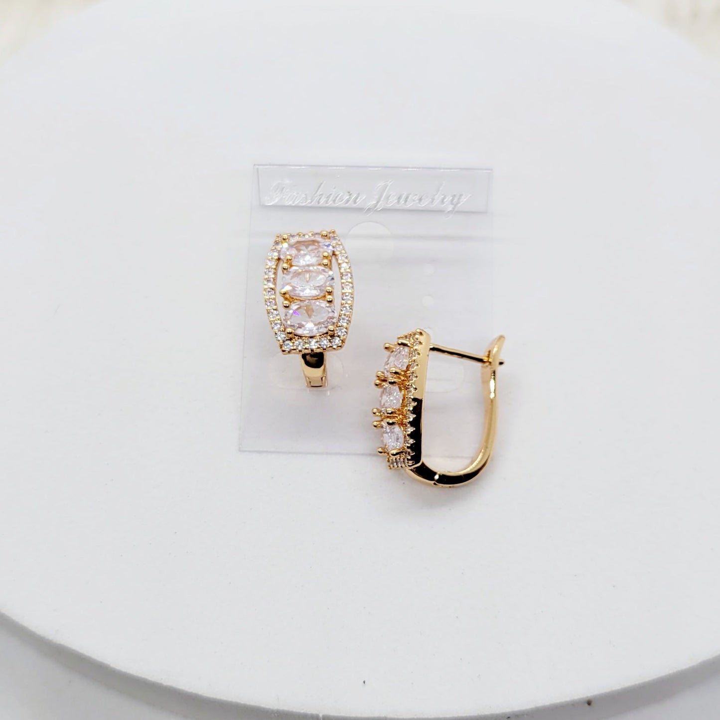 Aretes 3 Gemas Clear