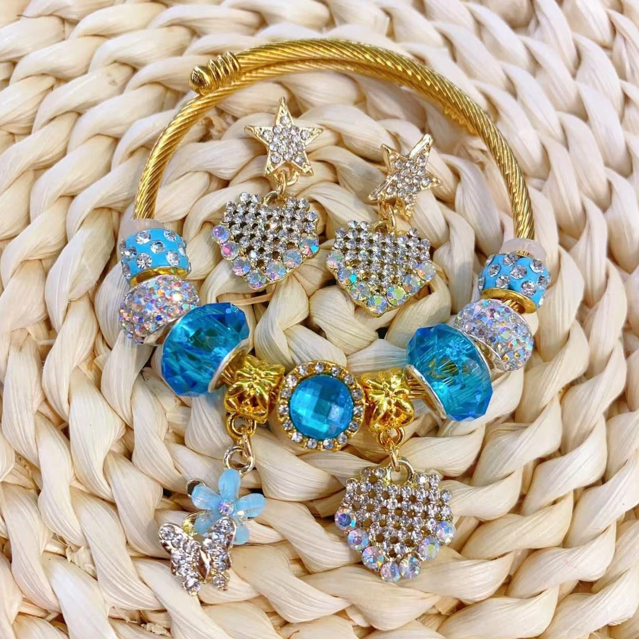 Set Brazalete y Aretes Azul