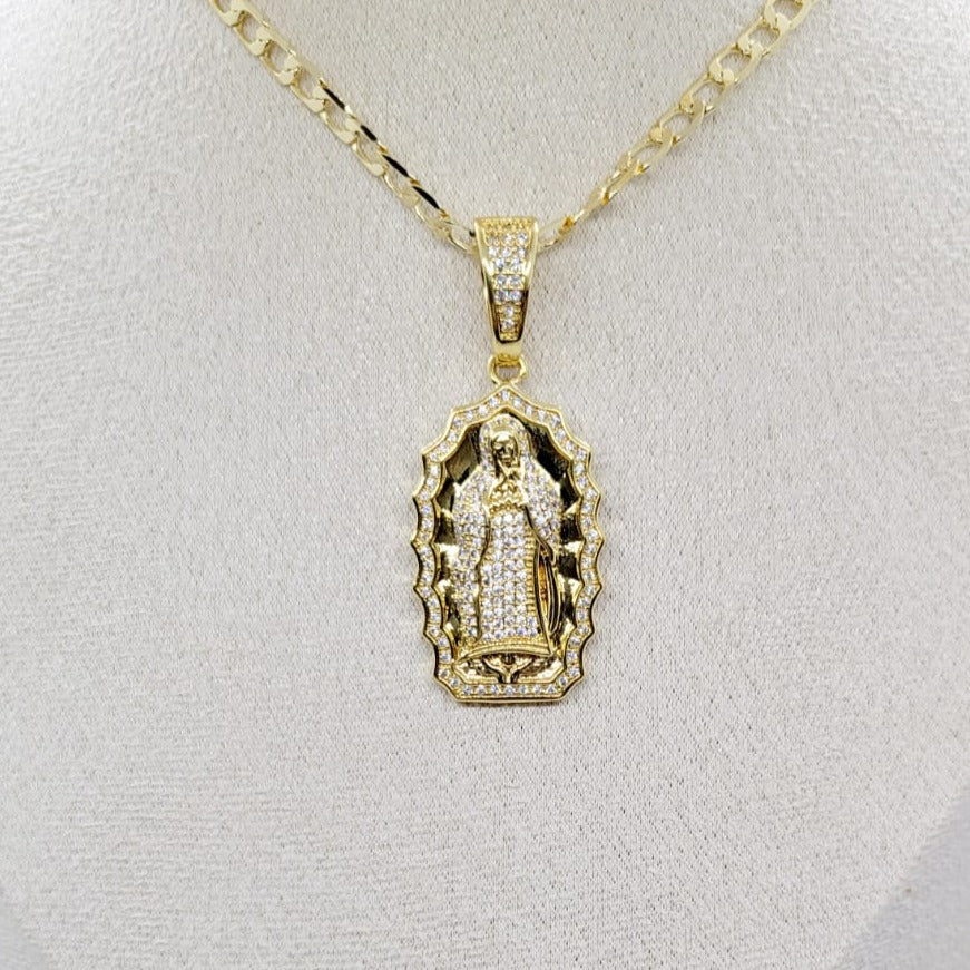 Dije Virgen de Guadalupe Dorada con Zirconias