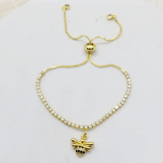 Pulsera de Zirconias con Abeja Dorada