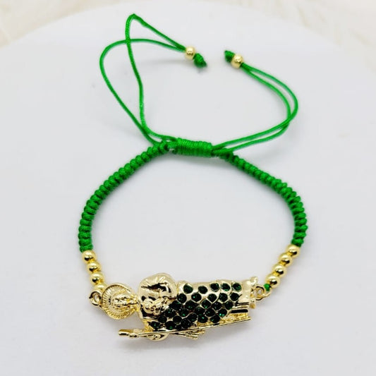 Pulsera San Judas Con Zirconias Grandes Verde