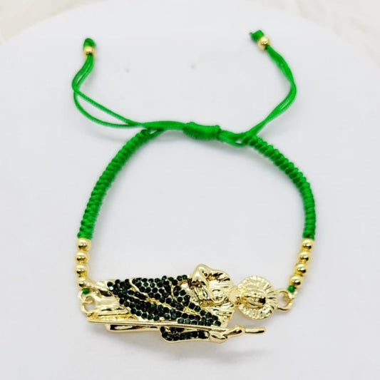 Pulsera San Judas Con Zirconias Pequeñas Verde