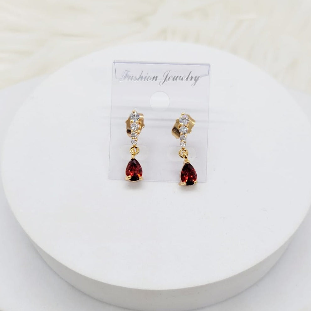 Aretes Rubí Rojo