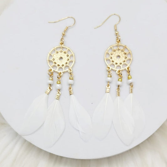 Aretes Plumas Blancas