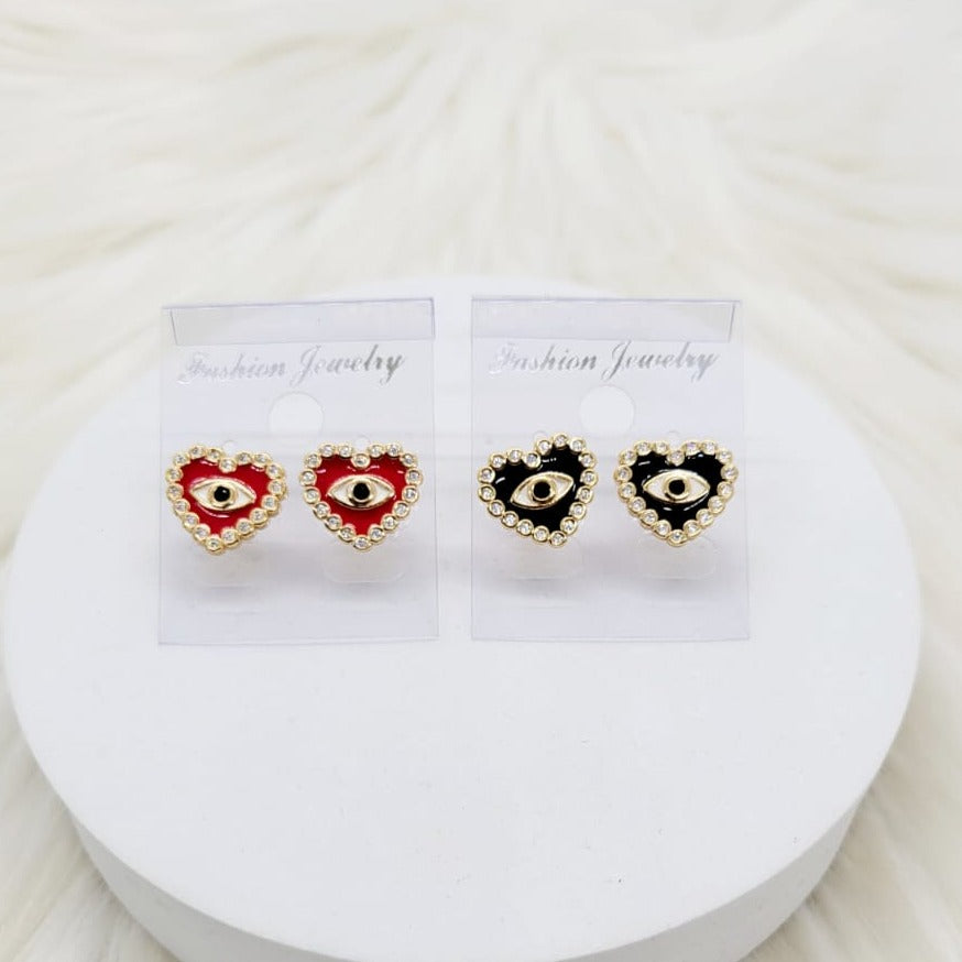 Aretes Corazón con Ojo Protector