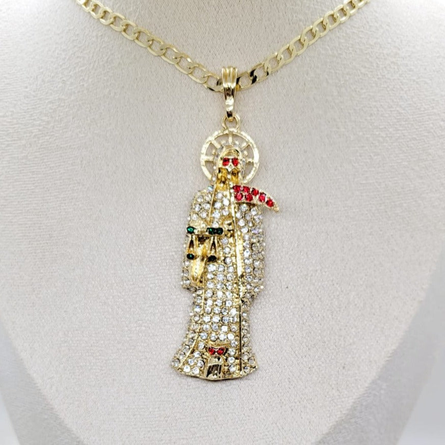 Dije Santa Muerte Zirconia Blanca 8cm