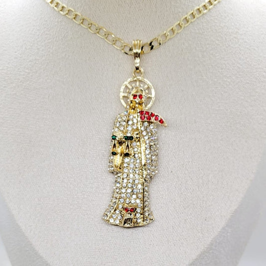 Dije Santa Muerte Zirconia Blanca 8cm