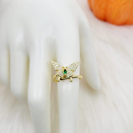 Anillo Mariposa Verde Ajustable