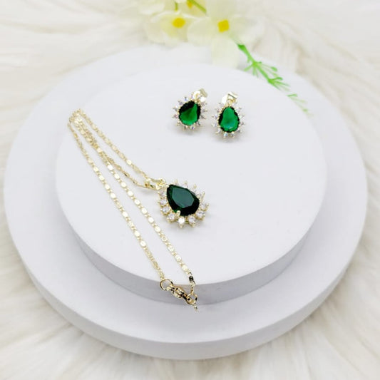 Set Gota Verde Esmeralda
