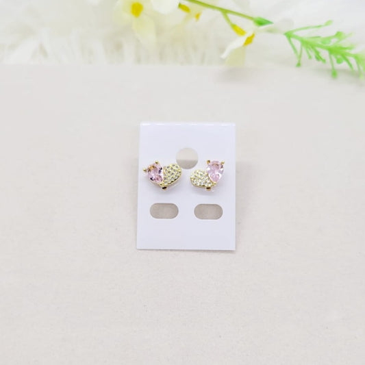 Aretes Mitad Rosado Mitad Zirconia