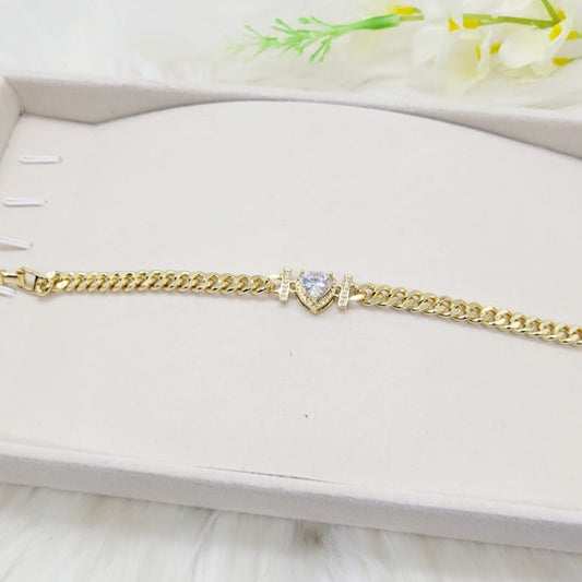 Pulsera Corazón Zirconias Blanco