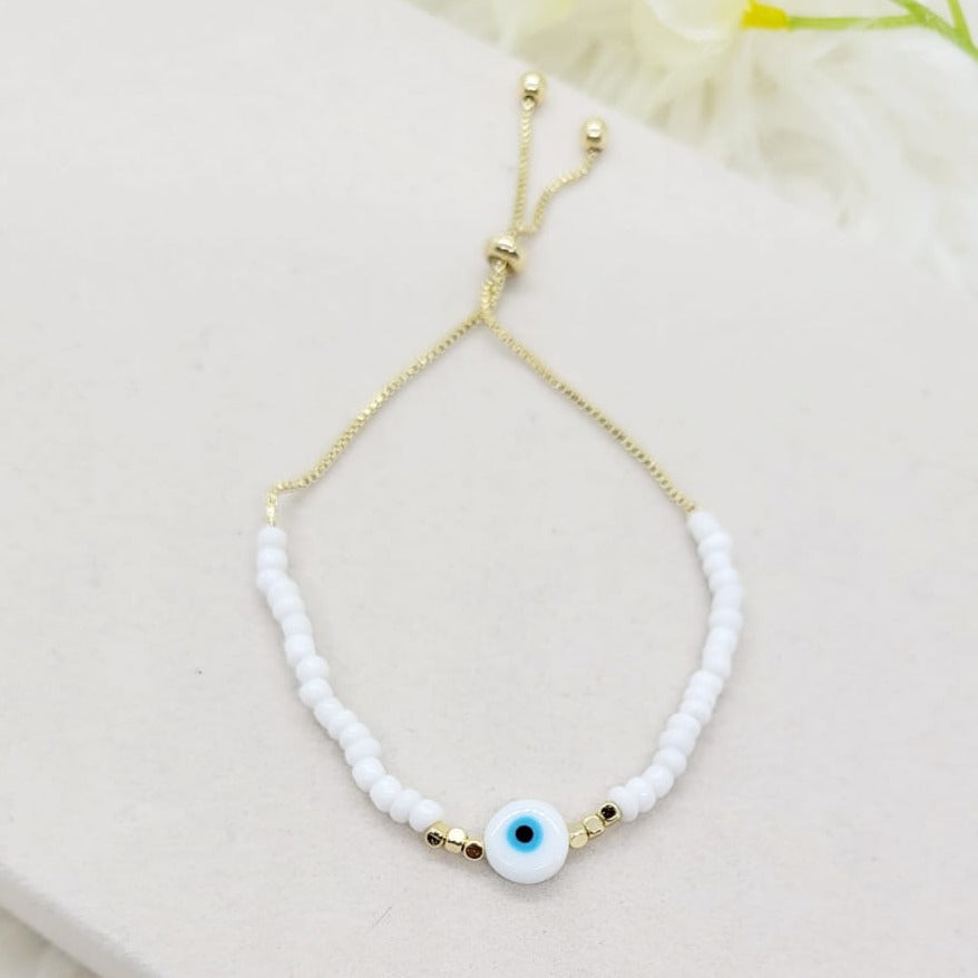 Pulsera Ajustable Ojito Blanca