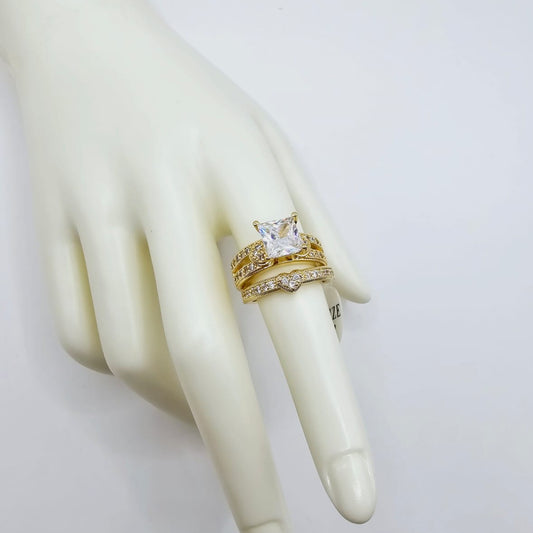 Anillo Doble Corazones Dorado