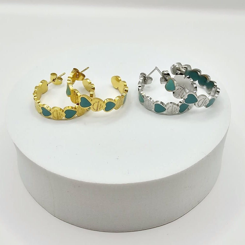 Aretes Corazón Aqua