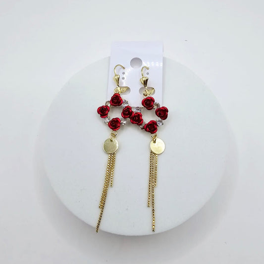 Aretes Rosas Rojas