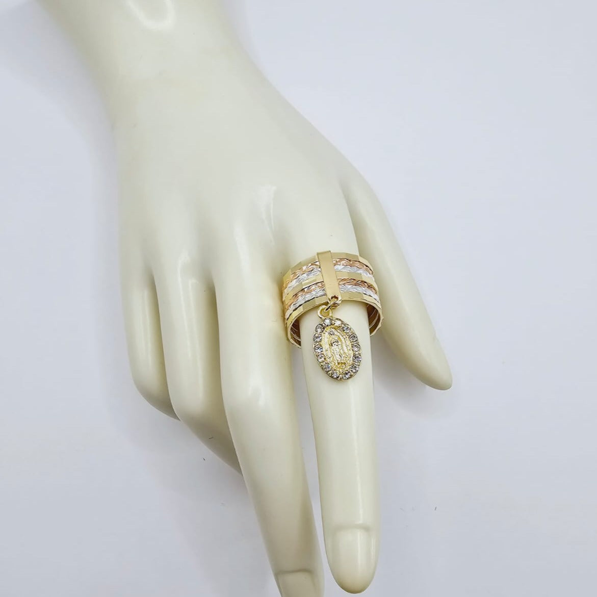 Anillo Semanario Virgen Zirconias Blancas