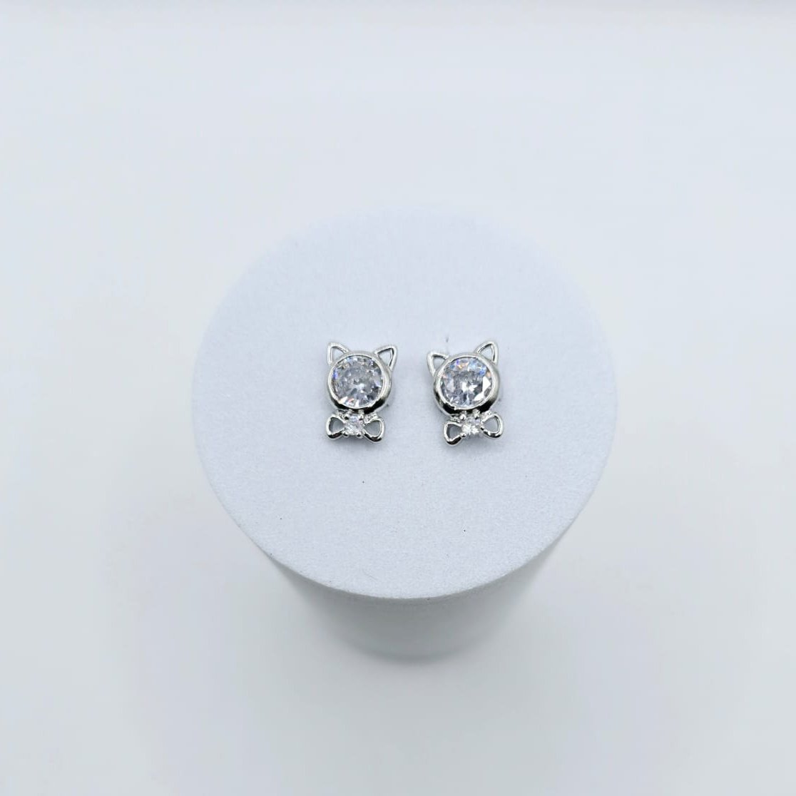 Aretes Gato Plateados