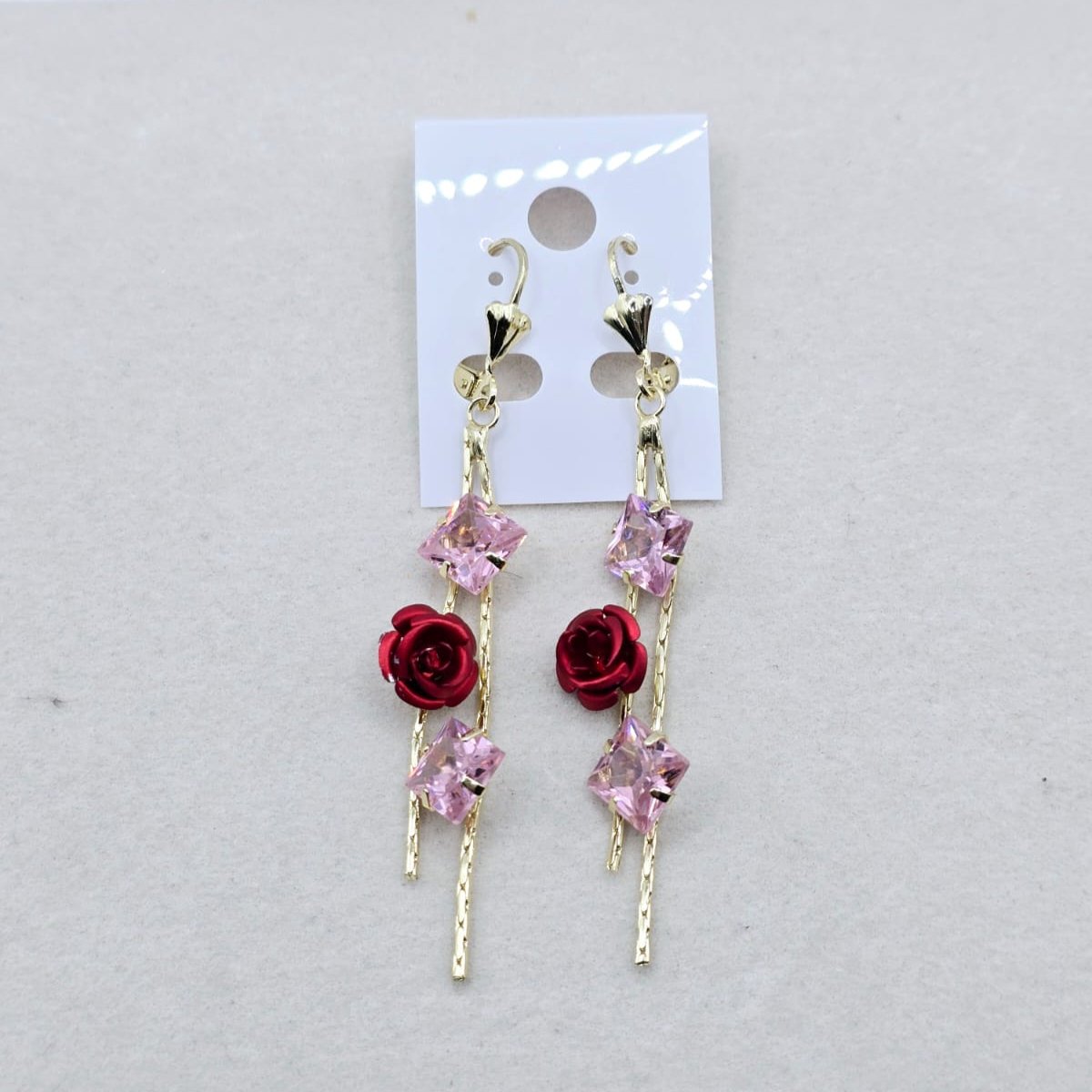 Aretes Rosas Rojas