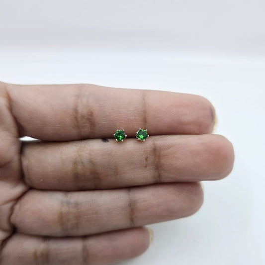 Aretes Plateados Verde Esmeralda