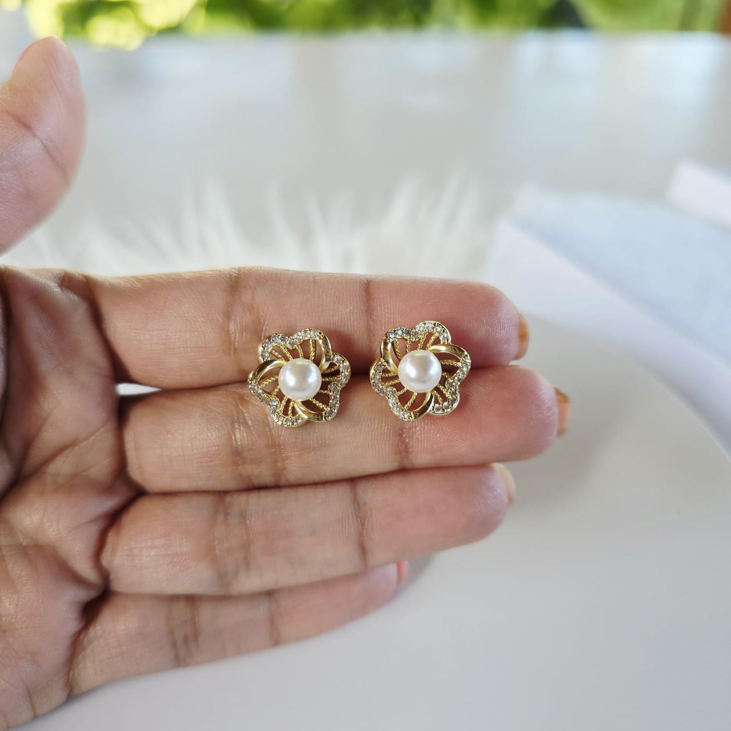 Aretes Flor Perla xp