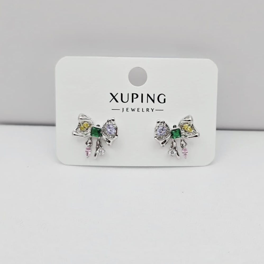 Aretes Moños Plateados xp