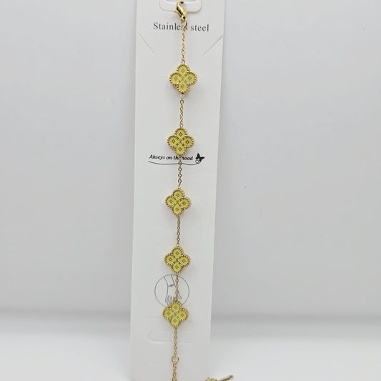 Pulsera Trébol Amarillo Crema