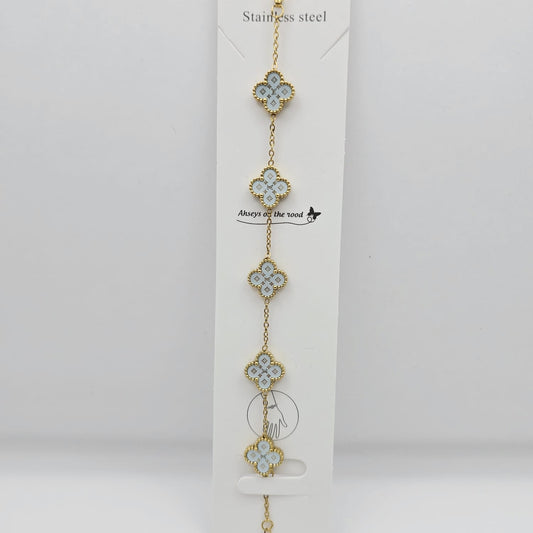 Pulsera Trébol Azul Claro