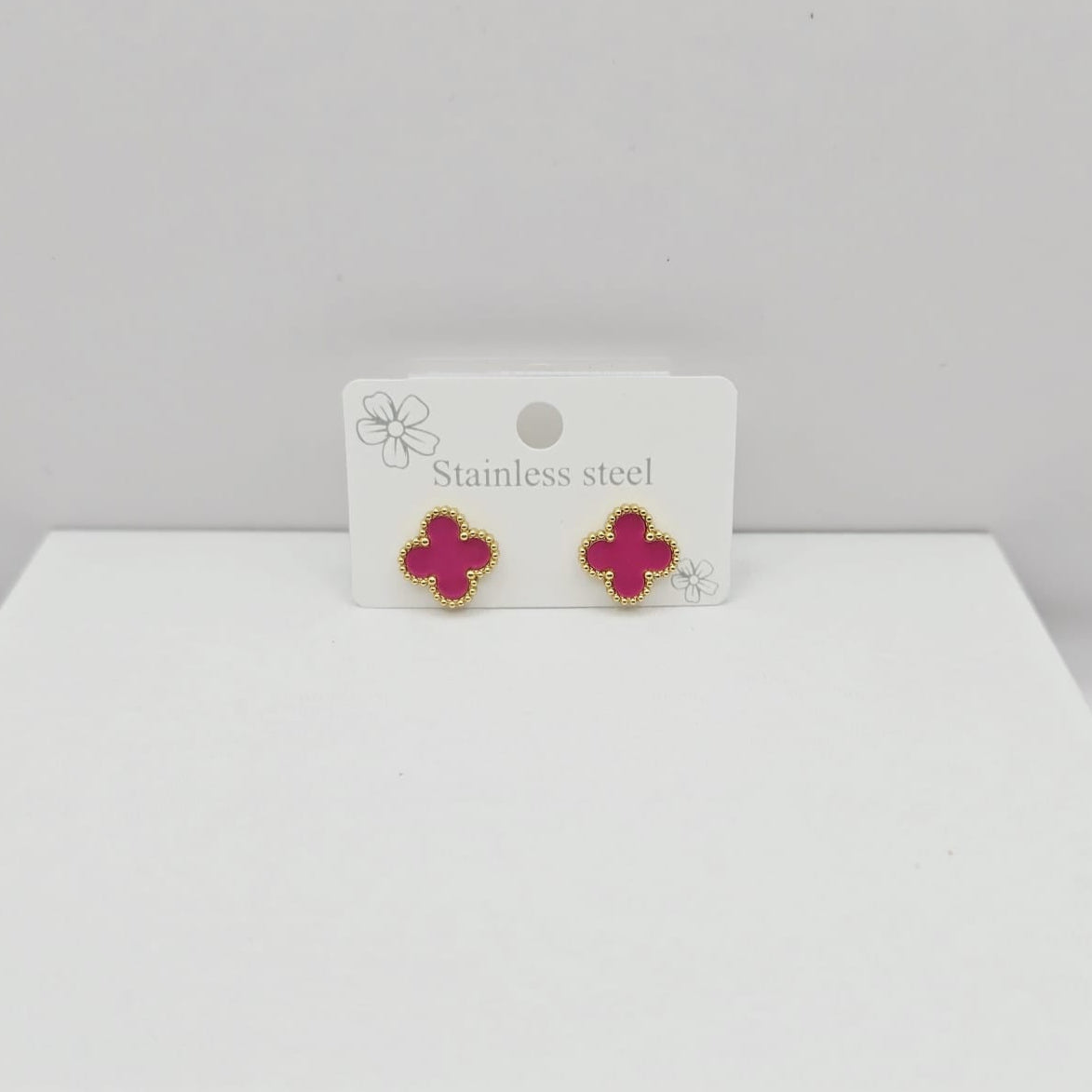 Aretes Trébol Fucsia