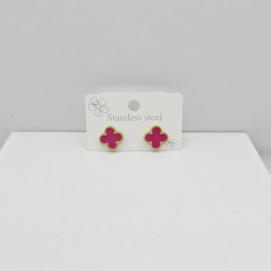 Aretes Trébol Fucsia