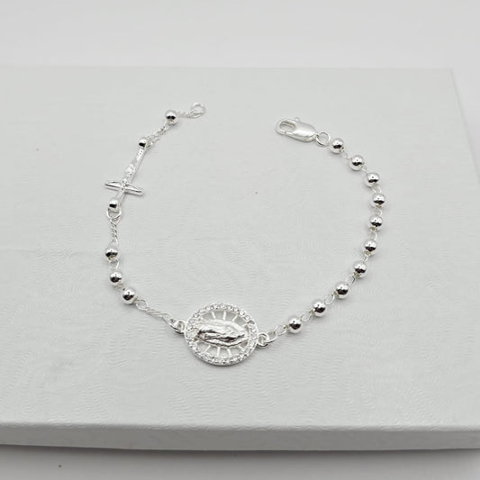 Denario Liso Plateado Virgen de Guadalupe