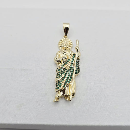Dije San Judas Verde Grande, 14k
