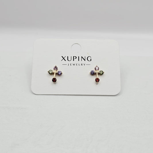 Aretes Cruz Colores xp, 18k