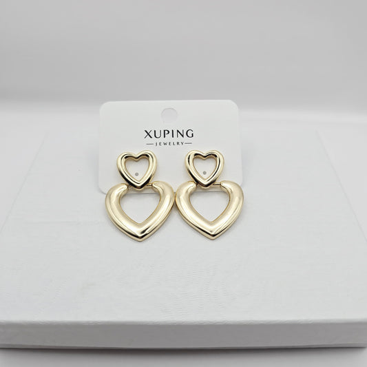 Aretes Corazones Dorados xp, 14k